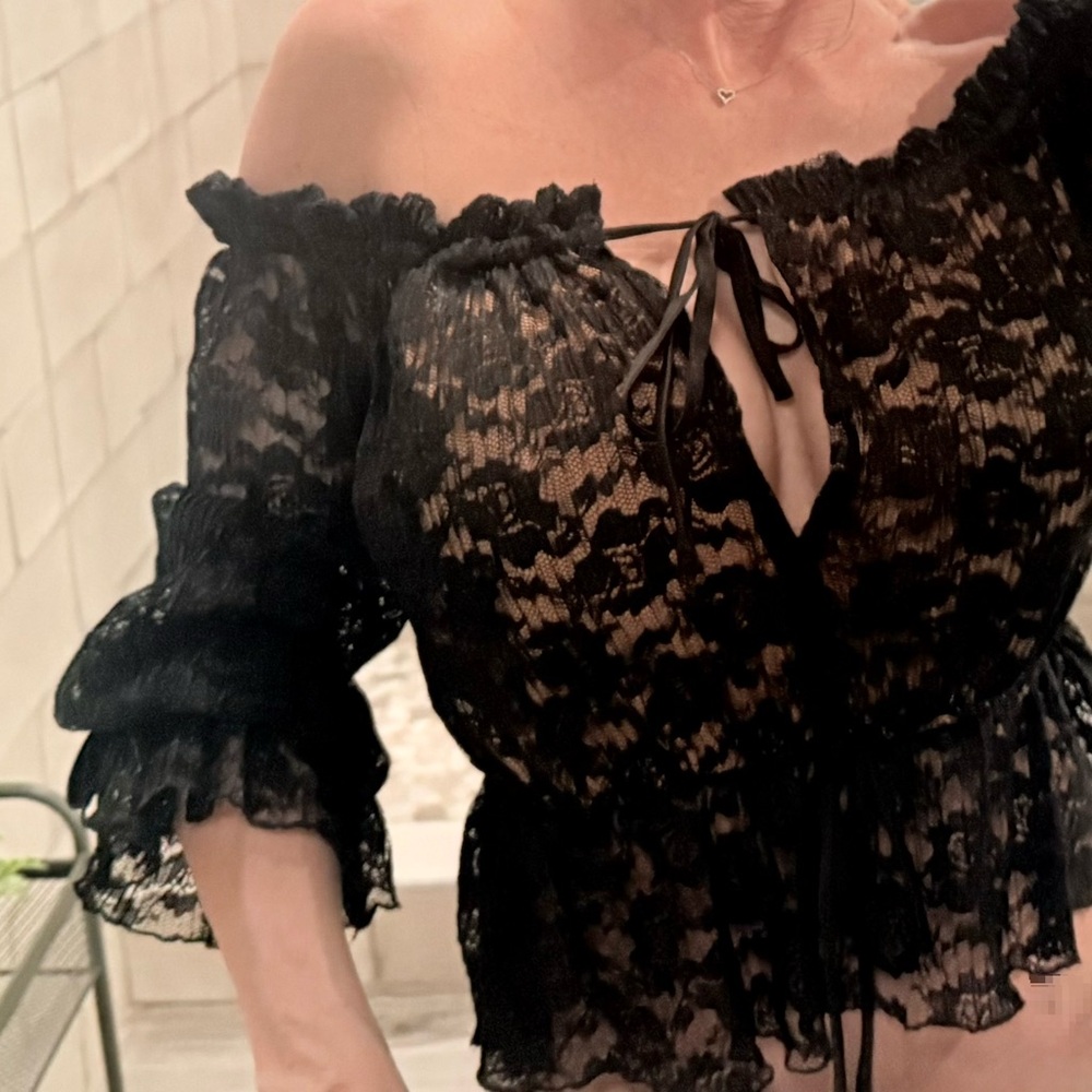 MAJORELLE Black Lace Blouse